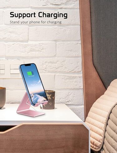 Phone Stand, Aluminum Phone Holder for iPhone 15 14 13 12 11 X 8 7 6 Plus 5, Tablet, Samsung, Huawei, Suitable for All Smartphones, Adding a Touch of Style to Your Office Decor. (Black) in Saudi Arabia