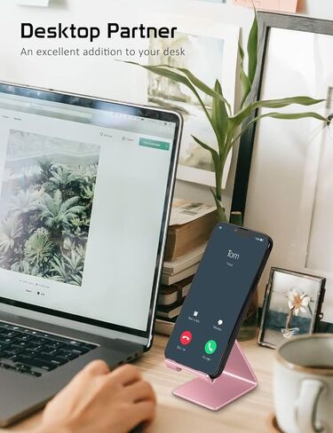 Phone Stand, Aluminum Phone Holder for iPhone 15 14 13 12 11 X 8 7 6 Plus 5, Tablet, Samsung, Huawei, Suitable for All Smartphones, Adding a Touch of Style to Your Office Decor. (Black) in Saudi Arabia