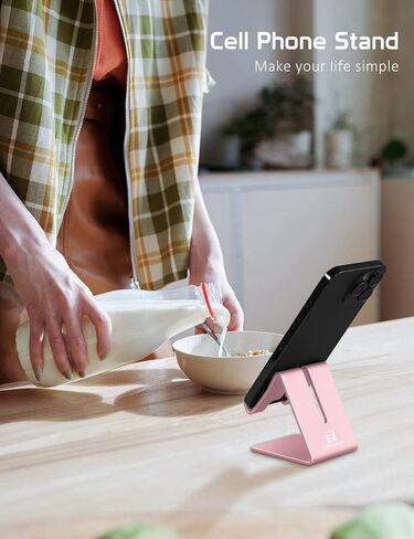 Phone Stand, Aluminum Phone Holder for iPhone 15 14 13 12 11 X 8 7 6 Plus 5, Tablet, Samsung, Huawei, Suitable for All Smartphones, Adding a Touch of Style to Your Office Decor. (Black) in Saudi Arabia