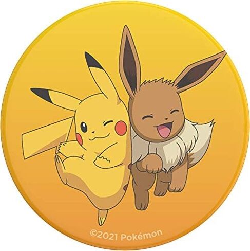 PopSockets PopGrip: قبضة قابلة للتبديل للهواتف والأجهزة اللوحية - بوكيمون - إيفي وبيكاتشو، برتقالي/أصفر in Saudi Arabia