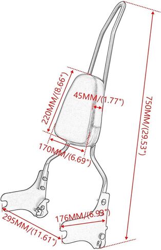 Detachable Sissy Bar Passenger Backrest Pad for Harley Touring Road King Street Glide Electra Glide Road Glide 1997-2008, Black in Saudi Arabia