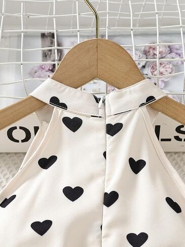 OYOANGLE Girl's Heart Graphic Print Sleeveless Halter Jumpsuits High Waist Wide Leg Jumpsuit Pants in Saudi Arabia