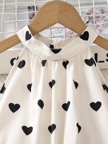 OYOANGLE Girl's Heart Graphic Print Sleeveless Halter Jumpsuits High Waist Wide Leg Jumpsuit Pants in Saudi Arabia
