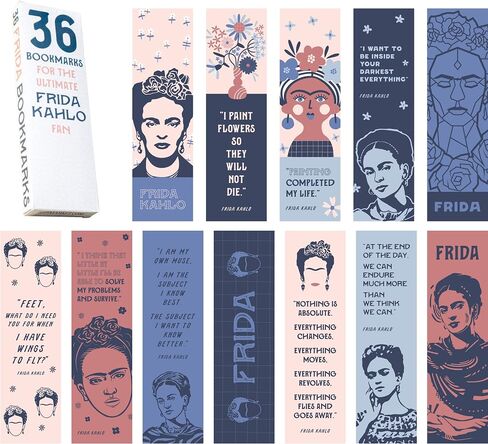 36-Pack of Frida Kahlo Paper Bookmarks. Perfect for Art Lovers, Feminists, and Culture Enthusiasts. These Colorful and Inspiring Bookmarks Feature Quotes by The Iconic Mexican Artist. in Saudi Arabia