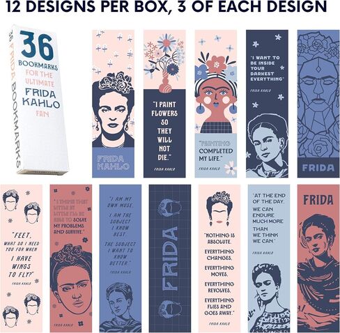 36-Pack of Frida Kahlo Paper Bookmarks. Perfect for Art Lovers, Feminists, and Culture Enthusiasts. These Colorful and Inspiring Bookmarks Feature Quotes by The Iconic Mexican Artist. in Saudi Arabia