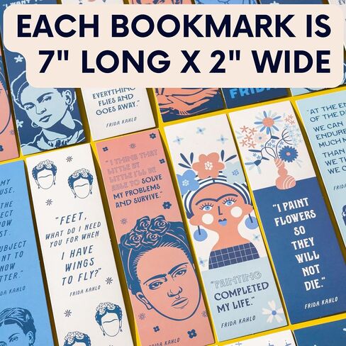 36-Pack of Frida Kahlo Paper Bookmarks. Perfect for Art Lovers, Feminists, and Culture Enthusiasts. These Colorful and Inspiring Bookmarks Feature Quotes by The Iconic Mexican Artist. in Saudi Arabia