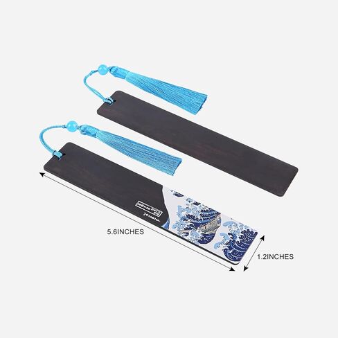 إشارة مرجعية Donxote مكونة من 4 قطع، إشارات مرجعية يابانية Ukiyo-e لمحبي الكتب، مجموعة صندوق هدايا لعلامات الكتب الفنية الخشبية المصنوعة يدويًا مع شرابة، هي هدية فريدة للرجال والنساء والأطفال - The Great Wave Off Kanagawa in Kuwait