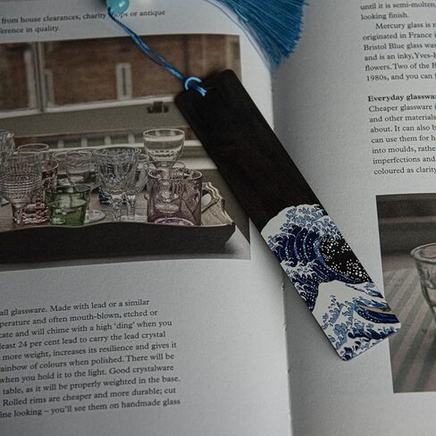 إشارة مرجعية Donxote مكونة من 4 قطع، إشارات مرجعية يابانية Ukiyo-e لمحبي الكتب، مجموعة صندوق هدايا لعلامات الكتب الفنية الخشبية المصنوعة يدويًا مع شرابة، هي هدية فريدة للرجال والنساء والأطفال - The Great Wave Off Kanagawa in Kuwait