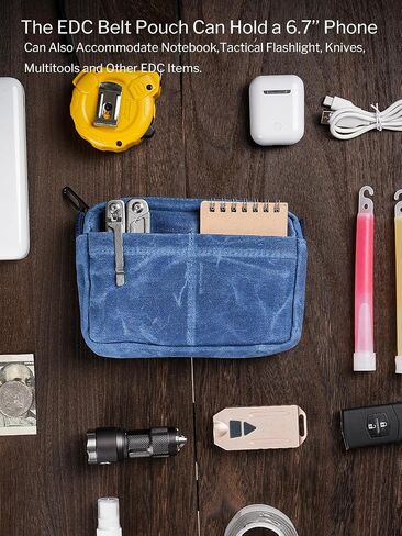 Sayram SP8 Belt Pouch for Men, EDC Bellt Pouch with Zipper, Waist Pack EDC Pouch for Multitool, Flashlight, Knives, Cards, Phone, Waxed Canvas EDC Organizer Pouch for Belt in Saudi Arabia