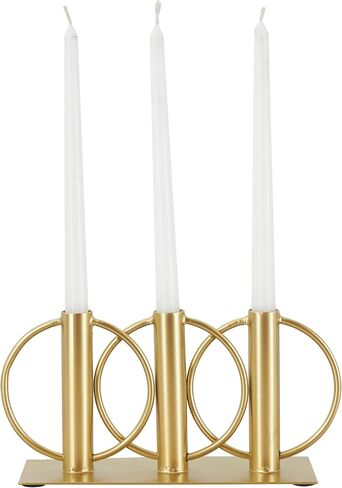 Deco 79 Metal Overlapping Circular Ring Candelabra, 11" x 3" x 5", Gold in Saudi Arabia