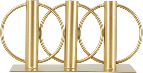 Deco 79 Metal Overlapping Circular Ring Candelabra, 11" x 3" x 5", Gold in Saudi Arabia