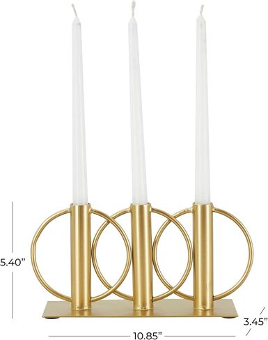 Deco 79 Metal Overlapping Circular Ring Candelabra, 11" x 3" x 5", Gold in Saudi Arabia