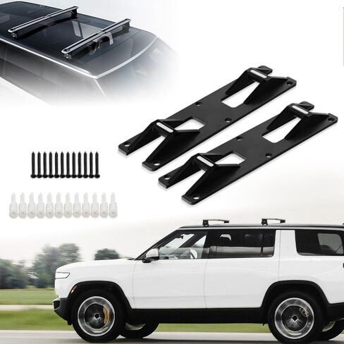 Klutchtech Cargo Crossbars Mount Plates for R1T/R1S 2022 2023 2024, Roof Rack Crossbars Wall Mount Custom Compatible with R1T/R1S Accessories 2022-2024（Black） in Saudi Arabia