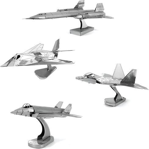 مجموعة نماذج معدنية ثلاثية الأبعاد من Fascinations Metal Earth مجموعة Lockheed Martin مكونة من 4 قطع - SR-71 Blackbird - F-22 Raptor - F-35 Lightning II - F-117 Nighthawk in Saudi Arabia