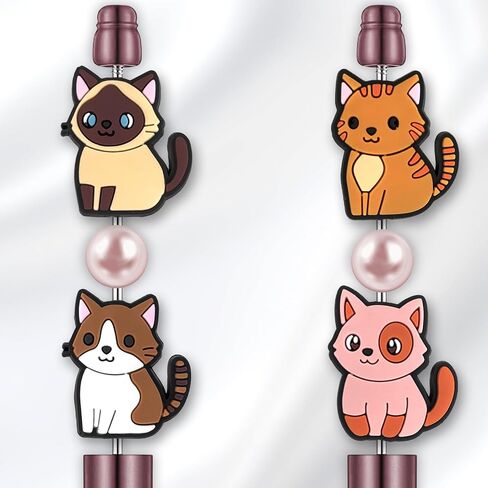 Cat Focal Beads for Pens, Silicone Focal Beads Bulk for Bead Pens Keychain Bracelet Jewelry Making (8Pcs Cats) in Saudi Arabia
