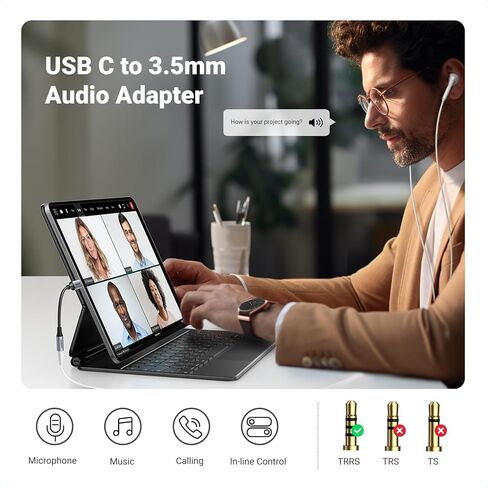 UGREEN 2 حزمة من محول الصوت USB C إلى 3.5 ملم من النوع C إلى سماعة الرأس Aux Jack Dongle 24bit/96k هرتز HiFi DAC كابل سلك متوافق مع iPhone 15 Pro Max/15 Pro/15 Plus، iPad، Galaxy S24 Ultra، Pixel 7، رمادي in Saudi Arabia