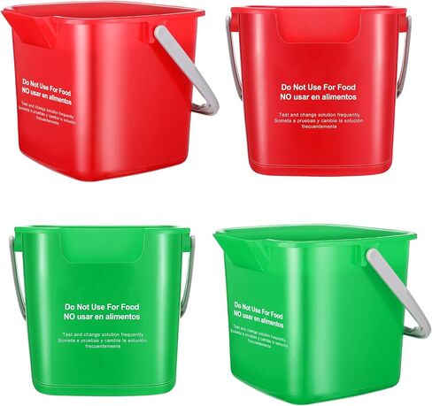 Yaomiao 4 Pcs Cleaning Bucket 3 Quart Small Sanitizing Square Bucket Detergent Pail with Measurements Spout and Handle for Home Commercial Use Restaurant Kitchen Office School (Green) in Saudi Arabia