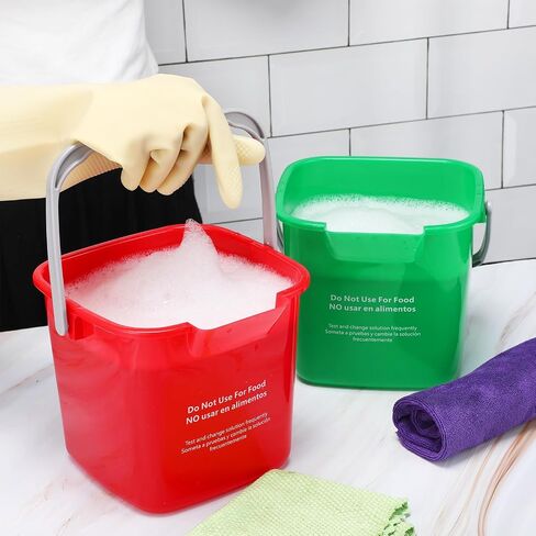 Yaomiao 4 Pcs Cleaning Bucket 3 Quart Small Sanitizing Square Bucket Detergent Pail with Measurements Spout and Handle for Home Commercial Use Restaurant Kitchen Office School (Green) in Saudi Arabia