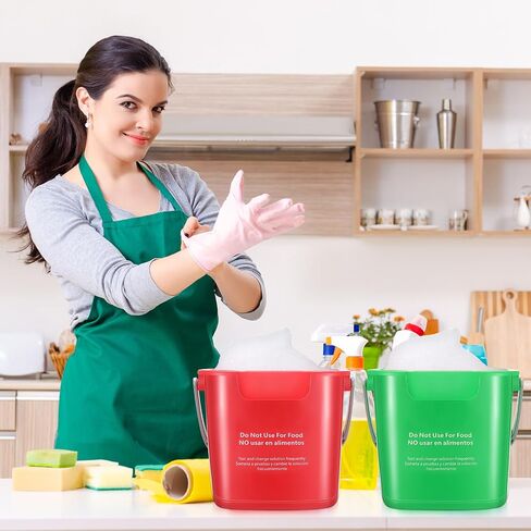 Yaomiao 4 Pcs Cleaning Bucket 3 Quart Small Sanitizing Square Bucket Detergent Pail with Measurements Spout and Handle for Home Commercial Use Restaurant Kitchen Office School (Green) in Saudi Arabia