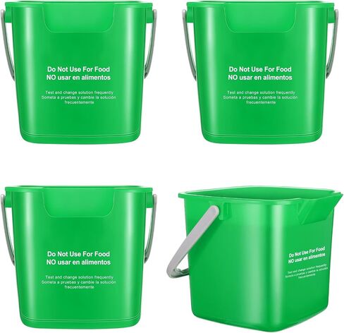 Yaomiao 4 Pcs Cleaning Bucket 3 Quart Small Sanitizing Square Bucket Detergent Pail with Measurements Spout and Handle for Home Commercial Use Restaurant Kitchen Office School (Green) in Saudi Arabia