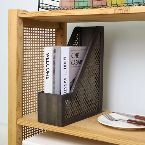 JJSQ حامل Magezine خشبي منظم مجلد الملفات مع ديكور الخيزران ديكور سطح المكتب كتاب Magezine حامل رف للمنزل والمكتب الطبيعي in Kuwait