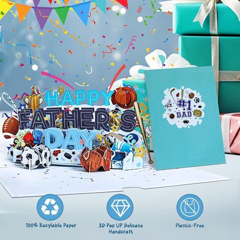 بطاقة عيد الأب من Pyoimmne، بطاقات عيد الأب السعيدة ثلاثية الأبعاد من زوجة الابن والابن، هدايا بطاقات تهنئة مضحكة لعيد الأب للأب والزوج والجد والابن للرجال in Saudi Arabia