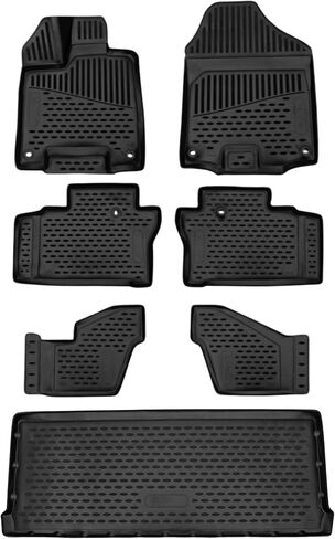 Fits 2016-2022 Honda Pilot Floor Mats Front & 2nd and 3rd Row Seat Liner Set 3D Custom Fit All-Weather Full Set Liners, Black (All Models) in Saudi Arabia