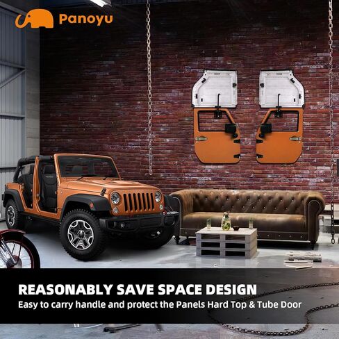 Panoyu Wrangler باب شماعات الباب والشماعات العلوية رف تخزين صلب لـ 1987-2024 Wrangler YJ TJ JK JL و2021 Gladiator JT، نمط العلم الأمريكي، عبوتان in Kuwait