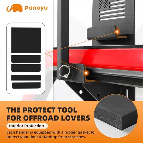 Panoyu Wrangler باب شماعات الباب والشماعات العلوية رف تخزين صلب لـ 1987-2024 Wrangler YJ TJ JK JL و2021 Gladiator JT، نمط العلم الأمريكي، عبوتان in Kuwait