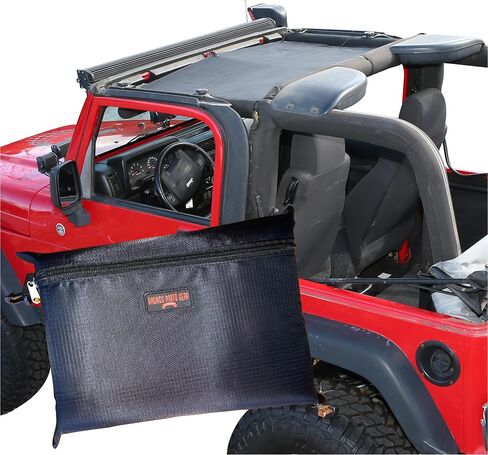 Badass Moto لسيارة Jeep Sunshade لسيارة Jeep Wrangler Top Mesh. 1997-2006 TJ (الجبهة) يبقيك هادئًا. يقلل من الأشعة فوق البنفسجية + الرياح والضوضاء. من السهل تركيب غطاء الشمس بدون أدوات لإكسسوارات هدايا محبي سيارات الجيب in Saudi Arabia
