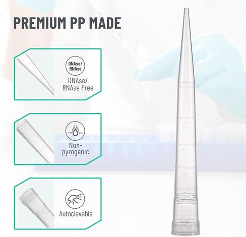 أطراف ماصة eLabPal 5 مل، أطراف ماصة دقيقة عالمية معقمة، خالية من DNase/RNase، غير بيروجينية، احتفاظ منخفض، أطراف ماصة قابلة للتعقيم 5000 ميكرولتر مع صندوق مناسب لإبندورف (24 نصيحة/رف، 1 رف) in Kuwait