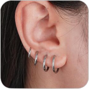 Hypoallergenic Flat Back Earrings for Women, Surgical Steel Small Hoop Earrings for Sensitive Ears Stacks Cubic Zirconia Earring for Tragus/Cartilage Earrings Multiple Piercing Small Stud CZ 3/4/5mm in Saudi Arabia