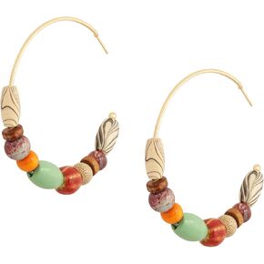 MINACHI Bohemian Handcrafted Beaded Hoop Earrings with Earthy Tones and Artistic Accents, Jewelry Gift for Women in Saudi Arabia