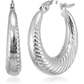 Stainless Steel 3/4" Inch Grad. Shrimp Hoop Earring in Saudi Arabia