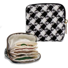 Small Travel Jewelry Pouch - Durable Tweed Mini Jewelry Storage Case, Chic Home Organizer for Rings, Earrings, Necklaces, Watches, Bracelets, Bangles, Women Girls Mom Gift(Vintage Hepburn) in Saudi Arabia