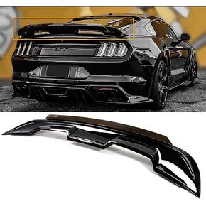 جناح خلفي من NINTE Mustang لـ 2015-2023 Ford Mustang 2 Door Coupe ABS Trunk Spoiler Wing GT350 GT500 Style W/Smoke Gurney Flap Wicker Bill Coupe Wing Mustang Spoiler (أسود لامع) in Kuwait
