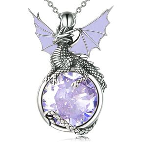 Birthstone Dragon Necklace Sterling Silver Dragons Pendant Animal Jewelry Birthday Gifts for Women Men in Saudi Arabia