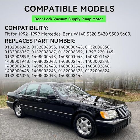 استبدال محرك مضخة إمداد فراغ قفل الباب متوافق مع 1992-1999 مرسيدس بنز W140 S320 S420 S500 S600 1408000448 1408003248 0132006342 0132006355 0132006325 0132006350 in Saudi Arabia