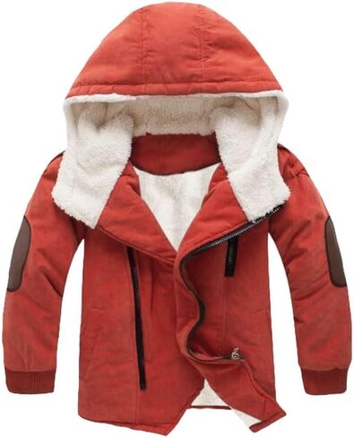 Mallimoda Boy's Thick Cotton-Padded Parka Jacket Hooded Fleece Coat in Saudi Arabia