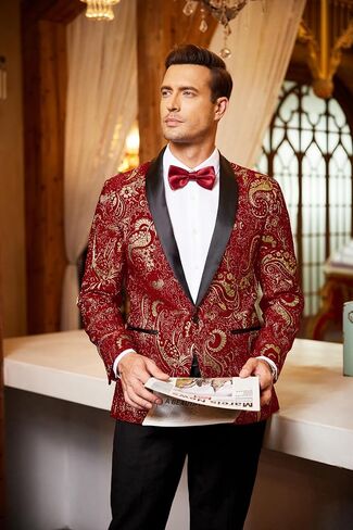 COOFANDY Men's Floral Tuxedo Jacket Luxury Embroidered Wedding Blazer Dress Suit for Party Dinner in Kuwait