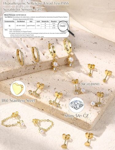 thunaraz 14k الذهب هوب أقراط للنساء العصرية غير تشويه المكدس الأقراط هيبوالرجينيك الغضروف القرط مجموعات لثقب متعددة لذيذ اللؤلؤ سلسلة قطرة تتدلى القرط in Kuwait