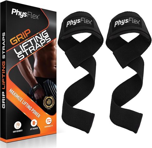 Grip Lifting Straps for Weightlifting and Strength Training, Premium Cotton and Padded Wrist Wraps, Gym Deadlift for Men & Women (Green, 1-Pair) in Kuwait