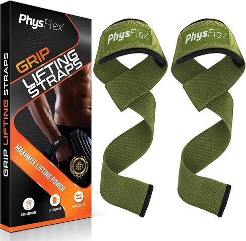 Grip Lifting Straps for Weightlifting and Strength Training, Premium Cotton and Padded Wrist Wraps, Gym Deadlift for Men & Women (Green, 1-Pair) in Saudi Arabia