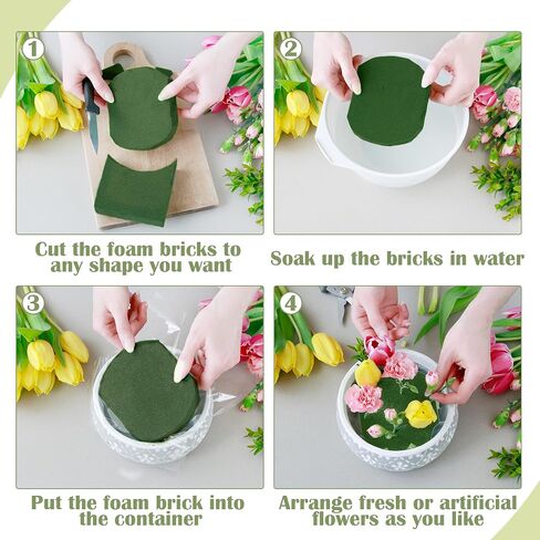 24 Packs Floral Foam Blocks Wet & Dry Floral Foam Bricks 5.5x3.1x1.8 Inch Flower Arranging Kit for Fresh and Artificial Flowers Florist Foam Blocks for Wedding Home Decor in Saudi Arabia