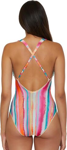 Lucky Brand Womens Porto Covo Plunge Maillot One Piece Swimsuit, Bathing Suits for Women in Saudi Arabia