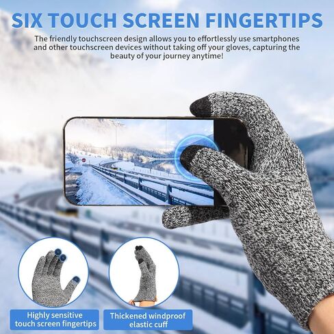 Winter Beanie Scarf Gloves Set for Men Women - Thermal Wool Lining Knit Beanies & Touchscreen Gloves (One Size) in Saudi Arabia