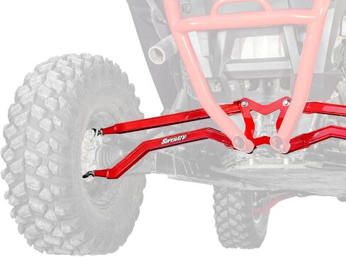 SuperATV Heavy Duty High Clearance Boxed Rear Radius Arms for Polaris RZR RS1 (2018+) - RED | 4x Stronger Than Stock | Will Not Fit With Polaris Rear Bumpers in Saudi Arabia