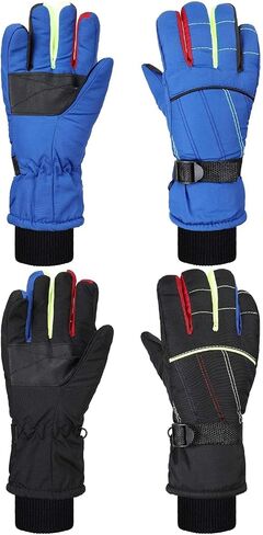 Hicarer 2 Pairs Kids Waterproof Winter Gloves Snow Gloves for Boys Girls Child Toddler Warm Ski Gloves for Cold Weather in Saudi Arabia