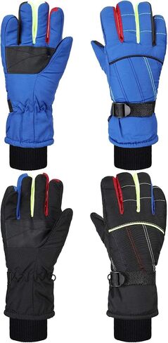 Hicarer 2 Pairs Kids Waterproof Winter Gloves Snow Gloves for Boys Girls Child Toddler Warm Ski Gloves for Cold Weather in Saudi Arabia