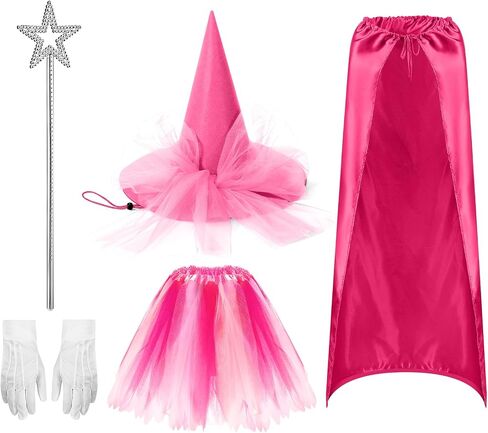 5 Pcs Halloween Witch Costume for Women Witch Hat Cape Tutu Dress with Magic Wand and Gloves Cosplay Outfits in Saudi Arabia
